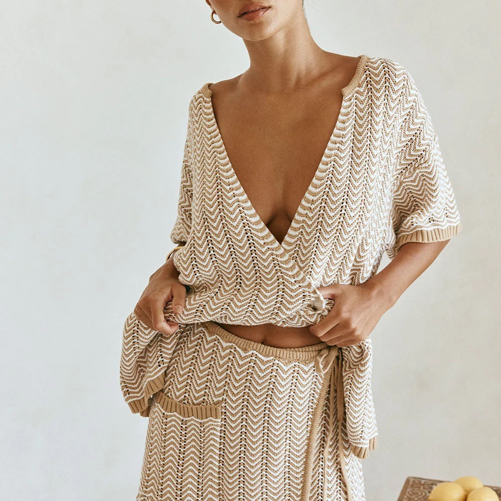 Sabo Skirt Cream and White Knit Skirt Set